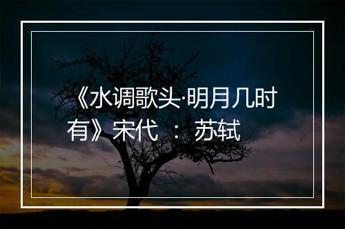 《水调歌头·明月几时有》宋代 ： 苏轼